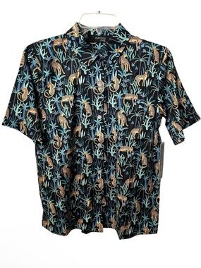 Everyday Jane Cassie Camp Cheetah Button Front Shirt